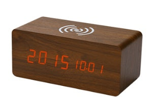 Smart Wireless Charger Led Wooden Clock